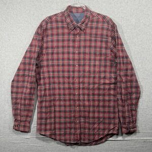 Arrow Flannel Shirt Plaid Button Up Long Sleeve Casual Red Mens Size L‎